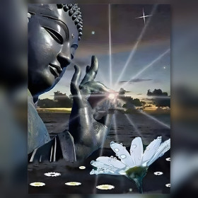 Bouddha Boon-Mee diamond painting toile strass brillants fleur lotus