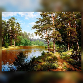 Diamond Painting Set Le Chalet au Bord de la Rivière glitzernde Steine auf Leinwand
