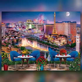 Diamond painting Las Vegas night sparkling rhinestones blue terrace fireworks