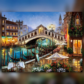 Diamond painting Venezia Ponte di Rialto notte strass lucenti tela