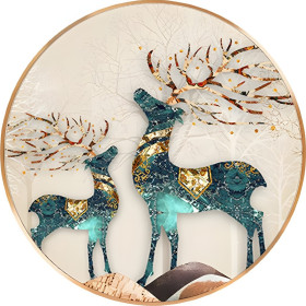 Diamond painting cerfs élégance hiver strass brillants toile ronde