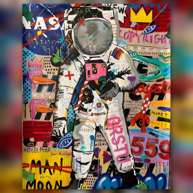 Bunter Graffiti-Astronaut Diamond Painting Leinwand glänzende Strasssteine