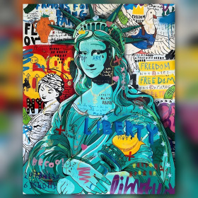 Kit pittura diamante Graffiti Statue La Liberté strass scintillanti su tela