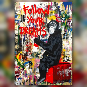 Graffiti Affe sitzend auf Coca-Cola Kiste Diamond Painting glänzende Strasssteine