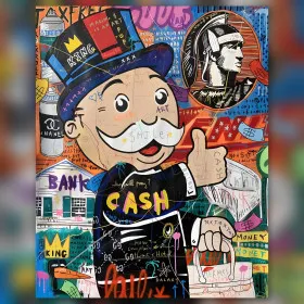 Toile diamond painting graffiti Cash strass brillants colorés