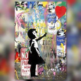 Diamond painting graffiti silhouette noire strass brillants toile