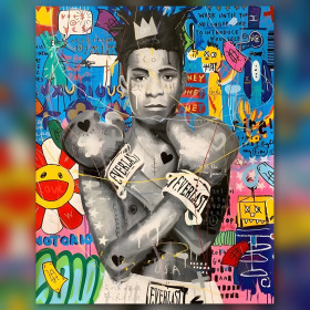 Boxeur graffiti urbain diamond painting toile strass brillants colorés