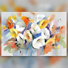 Buntes Mohnblumenbouquet Diamond Painting mit glänzenden Strasssteinen