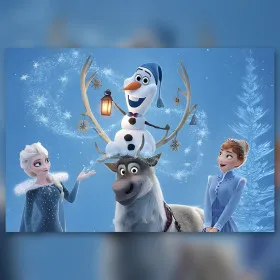 Diamond painting La Reine des Neiges Noël Elsa Anna Olaf Sven strass brillants