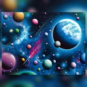 Toile de diamond painting La Danse des Planètes broderie diamant kit complet
