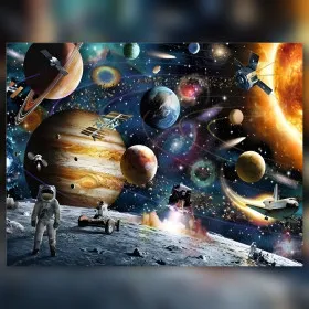 Diamond painting exploration galactique astronaute planètes strass brillants