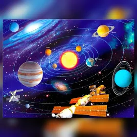 Toile diamond painting exploration spatiale système solaire strass brillants