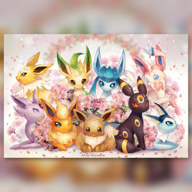 Pokémon Eevee evolutions diamond painting floral garden shiny rhinestones kit