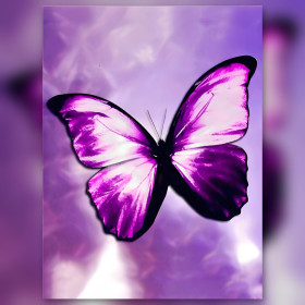 Glanzende paarse vlinder voltooide diamond painting met steentjes
