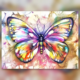 Colorful rainbow butterfly finished diamond painting with shiny rhinestones