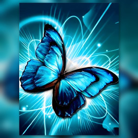 Farfalla blu luminosa diamond painting con strass brillanti