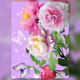 Rosa Pfingstrosen lila Schmetterlinge Diamond Painting funkelnde Strass Stickerei Leinwand