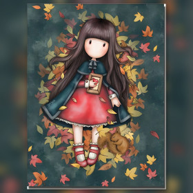 Autumn girl red dress shiny rhinestones diamond painting kit