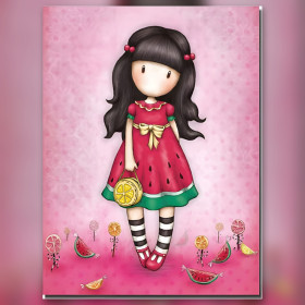 Bambina vestito anguria strass brillanti tela diamante finita