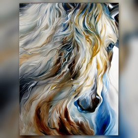 Abstract horse with colorful waves diamond painting shiny rhinestones artwork