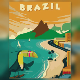 Diamond painting kit Vintage Brazil sparkling rhinestones on canvas