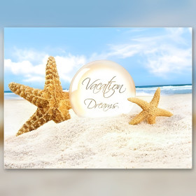 Diamond painting plage étoiles de mer et perle strass brillants