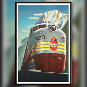 Toile diamond painting train vintage Canadian Pacific strass brillants