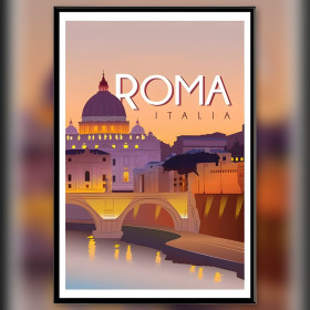 Vintage Rom Italien Diamond Painting Leinwand Sonnenuntergang mit glänzenden Strasssteinen