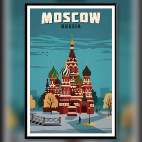 Toile diamond painting vintage Moscou Cathédrale Saint-Basile strass brillants