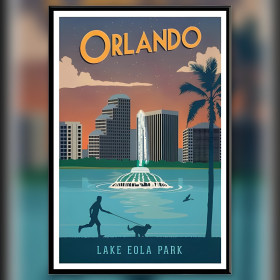 Vintage Orlando Lake Eola Park diamond painting canvas glinsterende steentjes