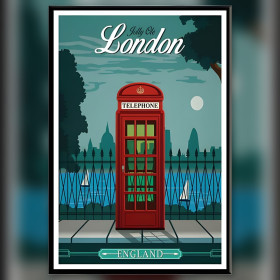 Tela diamond painting vintage cabina telefonica rossa Londra strass lucidi