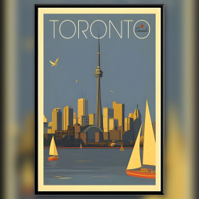 Diamond painting vintage skyline di Toronto con strass brillanti