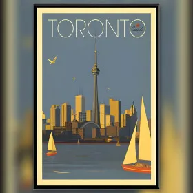 Diamond painting vintage Toronto skyline strass brillants toile brodée