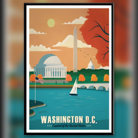 Diamond painting kit Vintage Washington sparkling rhinestones on canvas