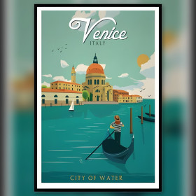 Diamond painting kit Vintage Venice fonkelende steentjes op canvas
