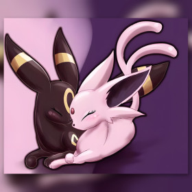 Yin Yang Umbreon and pink Espeon diamond painting kit shiny rhinestones