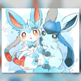 Ice and Dream Eevee diamond painting kit shiny blue rhinestones