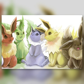 Watercolor Eevee family diamond painting shiny rhinestones finished canvas art