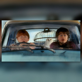 Diamond Painting Leinwand fliegendes Auto Harry Potter glänzende Strasssteine