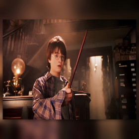 Diamond painting canvas Harry Potter holding magic wand shiny rhinestones