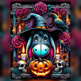 Toile de diamond painting Bourriquet, Triste Sorcier d'Halloween broderie diamant kit complet