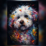 Bichon maltais aquarelle diamond painting strass brillants toile colorée