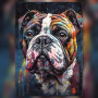 Bouledogue français coloré en diamond painting avec strass brillants