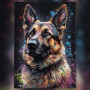 Berger allemand coloré diamond painting strass brillants toile artistique