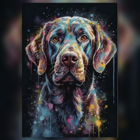 Diamond painting retriever noir éclats de couleur strass brillants