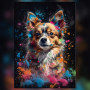 Chihuahua à poil long diamond painting strass brillants multicolores