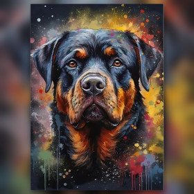 Rottweiler gardien loyal toile diamond painting strass brillants colorés