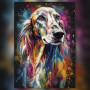 Setter anglais coloré en diamond painting avec strass brillants