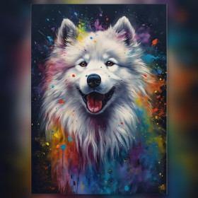 Toile de diamond painting Samoyède au Doux Sourire broderie diamant kit complet