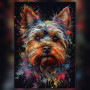 Yorkshire Terrier au repos diamond painting toile strass brillants colorés